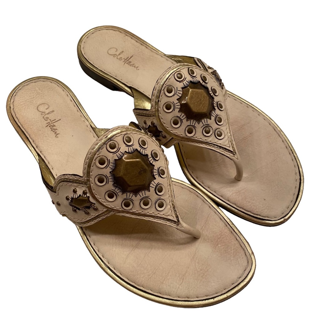 Cole Haan Jules Medallion Ivory Sandals Flip flops Size 9